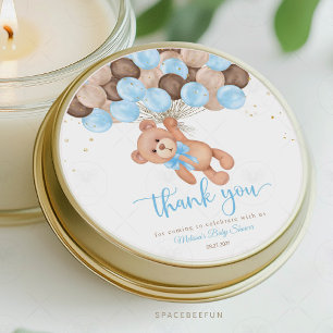 Teddybjörn - Baby Shower Vi kan knappt vänta Runt Klistermärke