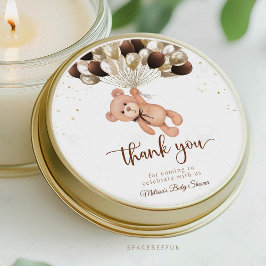 Teddybjörn Baby Shower Vi kan knappt vänta Runt Klistermärke