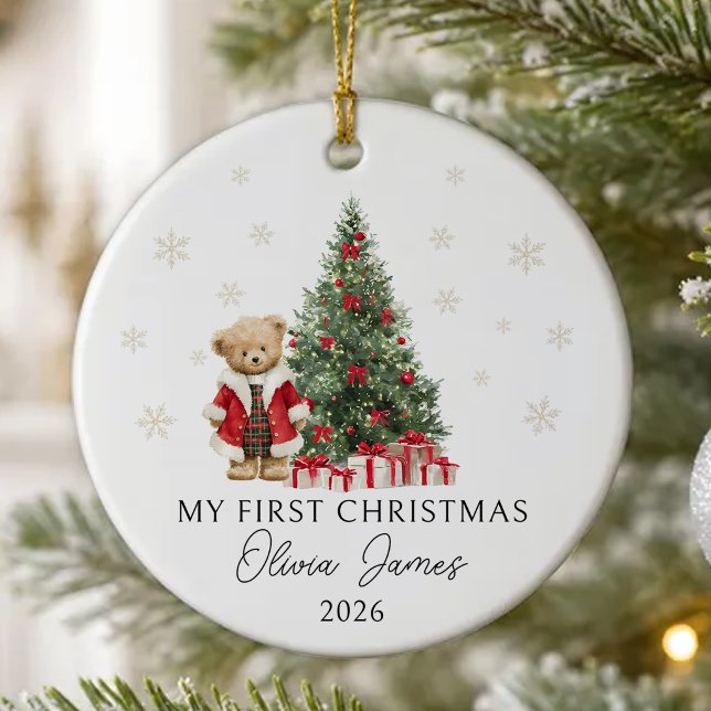 Teddybjörn Babys första jul Julgransprydnad Keramik (Skapare uppladdad)
