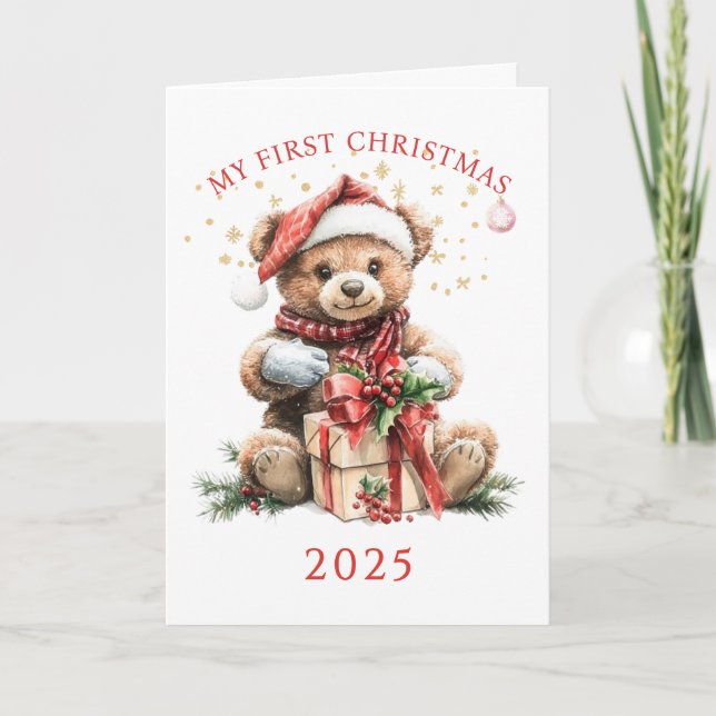 Teddybjörn Babys Första Jul  Kort (Framsida)