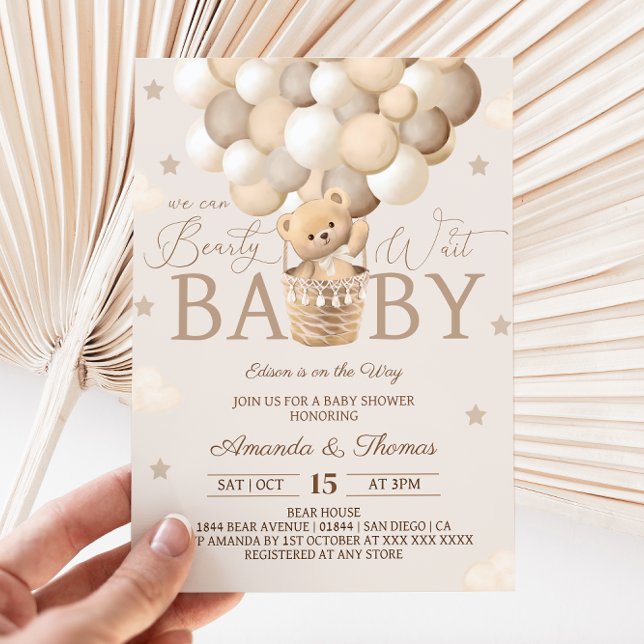 Teddybjörn Babyshower  Nästan Dags Inbjudningar (Skapare uppladdad)