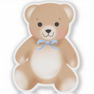 Teddybjörn båge gosedjur Blå baby shower Klistermärken