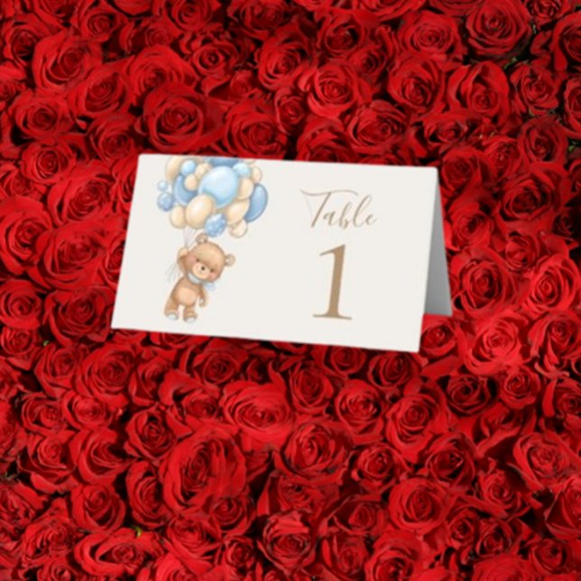 Teddybjörn ballong Brun Placeringskort (Delight your guests with our charming Teddy Bear Balloon Brown Place Card)