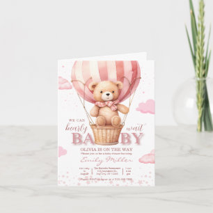 Teddybjörn Ballong Flicka Knappt Vänta Bebisdopp Inbjudan