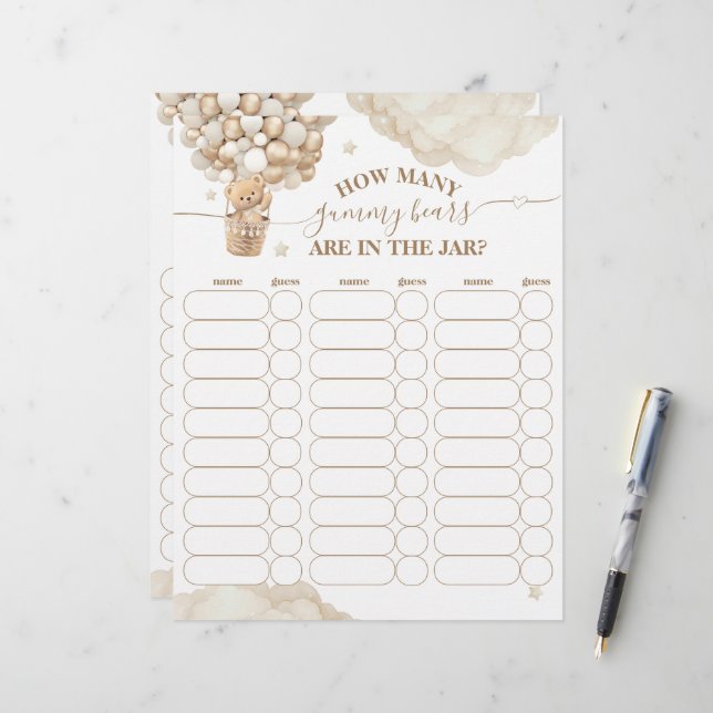 Teddybjörn ballong Nappast väntar Baby Shower spel (Fram/Back In Situ)