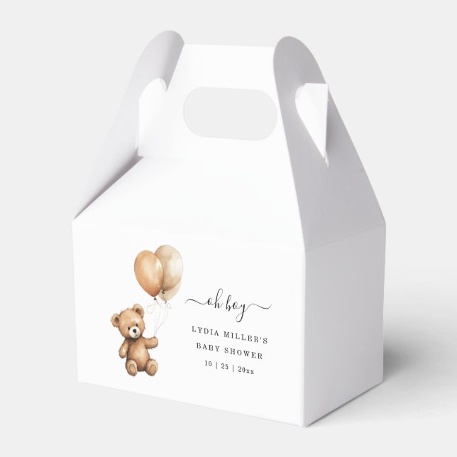Teddybjörn Ballonger baby shower Könsneutral  Presentaskar (Framsidan Sidan)