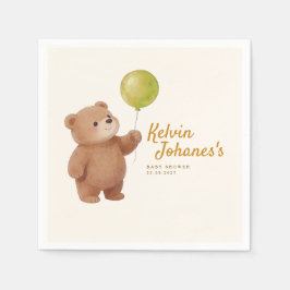Teddybjörn ballonger baby shower pappersservett