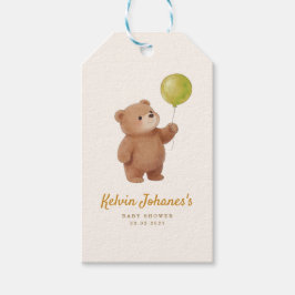 Teddybjörn ballonger Babyfirande  Presentetikett