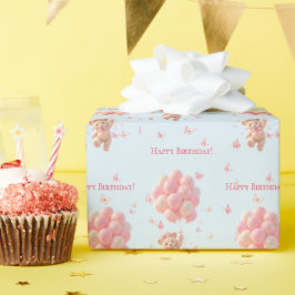 Teddybjörn Ballonger Fjärilar Glad Födelsedag Presentpapper