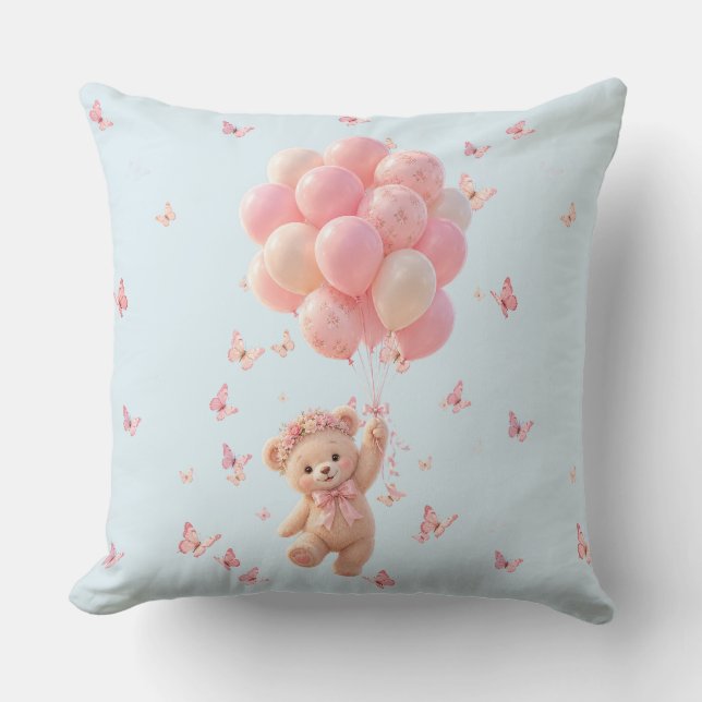 Teddybjörn Ballonger Fjärilar  Kudde (Framsida)