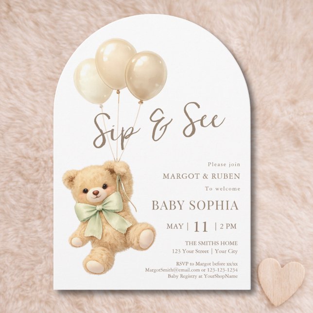 Teddybjörn Ballonger Valvbåge Sippa och Se Inbjudningar (Skapare uppladdad)