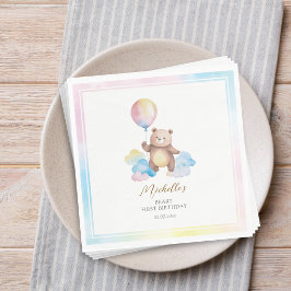 Teddybjörn Ballongmoln Mycket Första Födelsedagen Pappersservett