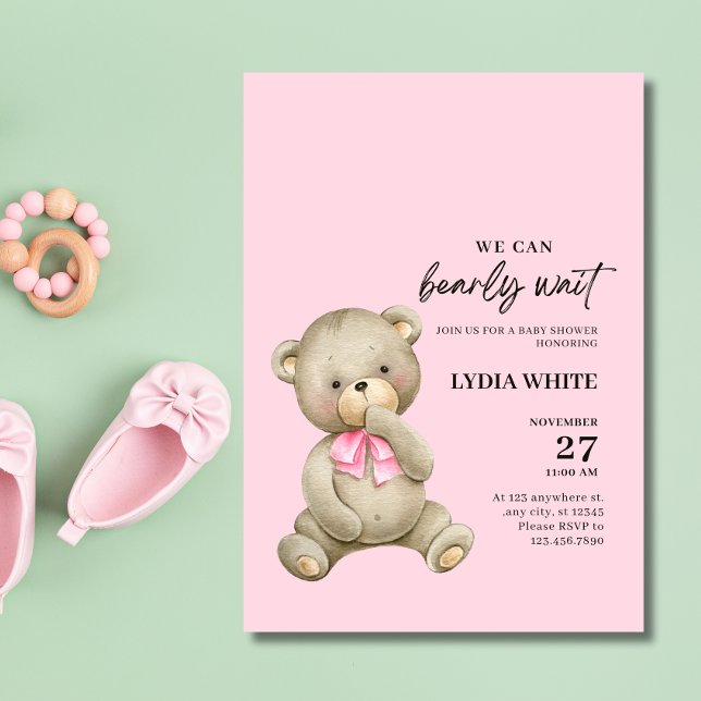 Teddybjörn Bebis Babyshower Inbjudan, Kan Nästan I Inbjudningar (Skapare uppladdad)