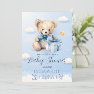 Teddybjörn Bebis Babyshower Inbjudan Kan Nästan In