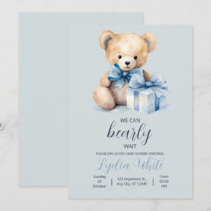 Teddybjörn Bebis Babyshower Inbjudan Kan Nästan In