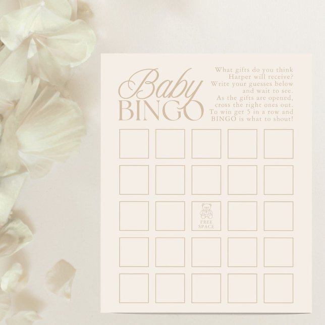 Teddybjörn Bebis Babyshowerpresenter Bingo spel (Skapare uppladdad)