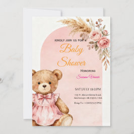 Teddybjörn Bebis Shower Inbjudan