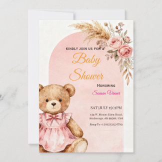 Teddybjörn Bebis Shower Inbjudan