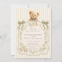 Teddybjörn Bebis Shower Inbjudan