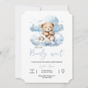 Teddybjörn Bebis Shower Inbjudan, Kan knappt vänta