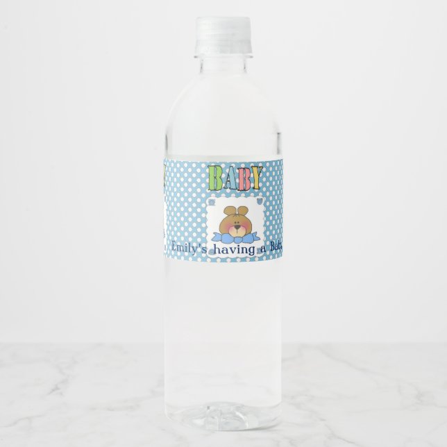Teddybjörn Bebis Shower Vattenflaska Etiketter (Framsida)