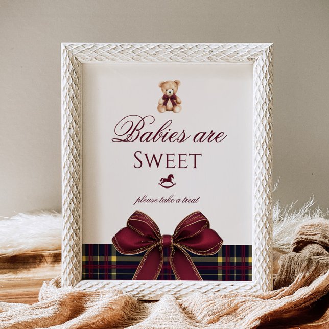 Teddybjörn bebisar är söta Röd Bow Rutig Poster (Skapare uppladdad)