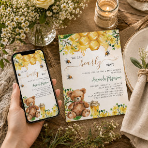 Teddybjörn bin bikupa gul Baby Shower Inbjudningar