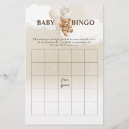 Teddybjörn BINGO Baby Shower Spel Flyer