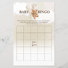Teddybjörn BINGO Baby Shower Spel Flyer