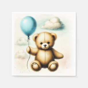 Teddybjörn Blå Ballong Knappast Väntar Babykalas Pappersservett