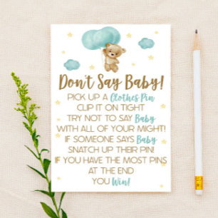 Teddybjörn Blå Ballong Säga Inte Baby Baby Shower