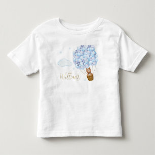 Teddybjörn Blå ballonger Guldskrift T Shirt