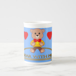 Teddybjörn Blå Benporslin Mugg