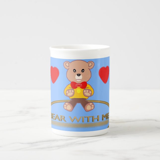 Teddybjörn Blå Benporslin Mugg (Framsidan)