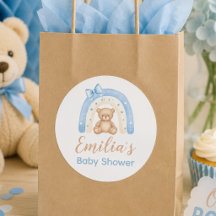 Teddybjörn Blå Regnbåge Pojke Baby Shower