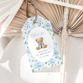 Teddybjörn, Blå slinga, Blå blommor, Första födels Presentetikett
