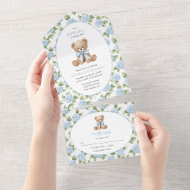 Teddybjörn, Blått band, Blå blommor, Första födels