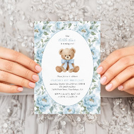 Teddybjörn, Blått band, Blå blommor, Första födels Inbjudningar