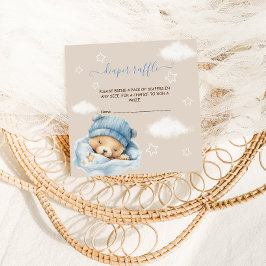 Teddybjörn blöja lotteri baby boy baby shower tilläggskort