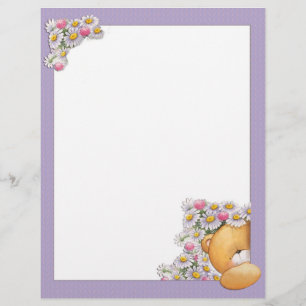 Teddybjörn Blommor Brevpapper