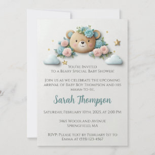 Teddybjörn Blommor Inbjudningar