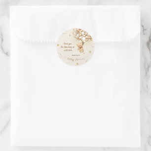 Teddybjörn Boho Baby Shower Tack Runt Klistermärke