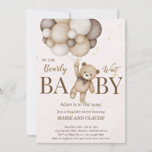 teddybjörn bruna ballonger baby shower inbjudningar