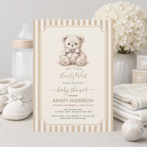 Teddybjörn & Bruna Ränder Baby Shower Nästan Dags
