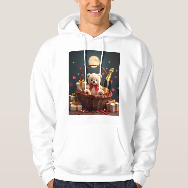 Teddybjörn & Champagne Delight Hoodie (Framsida)