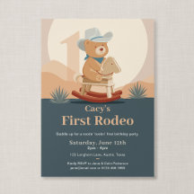 Teddybjörn Cowboy Första Rodeo Födelsedag
