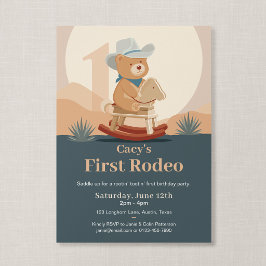 Teddybjörn Cowboy Första Rodeo Födelsedag Inbjudningar