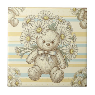 Teddybjörn Daisy Garden-mönster (10) Kakelplatta
