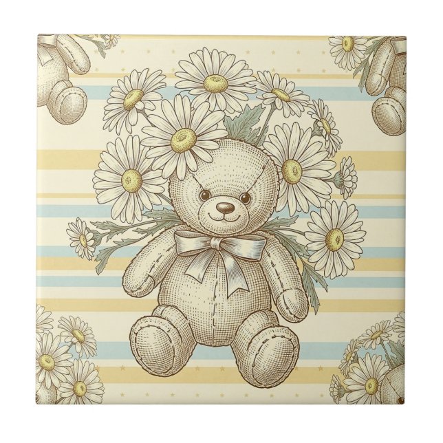 Teddybjörn Daisy Garden-mönster (10) Kakelplatta (Framsidan)