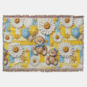 Teddybjörn Daisy Trädgårdsmönster (11) Filt